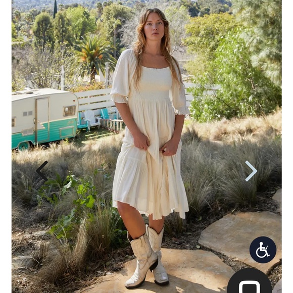 Oak + Fort • Smocked Midi Dress • Size M - Picture 4 of 6